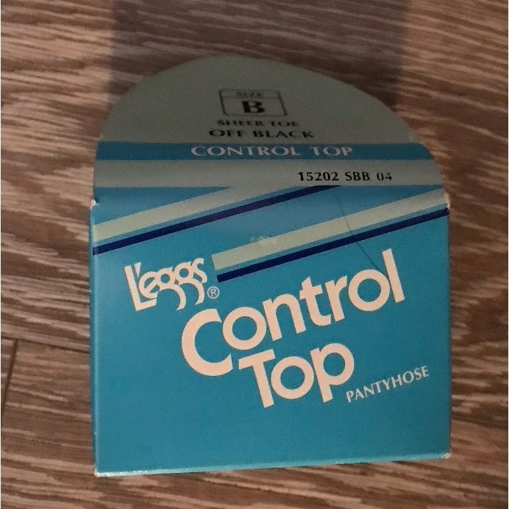 L'eggs‎ Control Top Women Size B Off Black Control Top Sheer Toe Pantyhose 90's